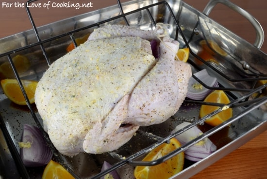 Garlic-Butter Rubbed Chicken with Roasted Oranges and Onions