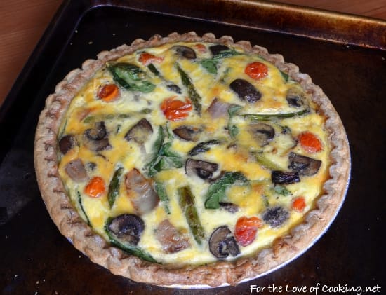 Roasted Vegetable Quiche with Spinach and Sharp Cheddar