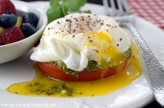 Poached Egg with Tomato and Pesto