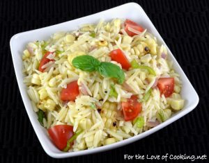 Grilled Corn and Orzo Salad with Tomatoes and Basil