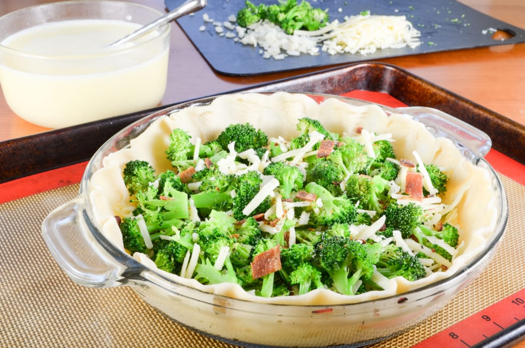 Broccoli, Extra Sharp Cheddar, and Bacon Quiche