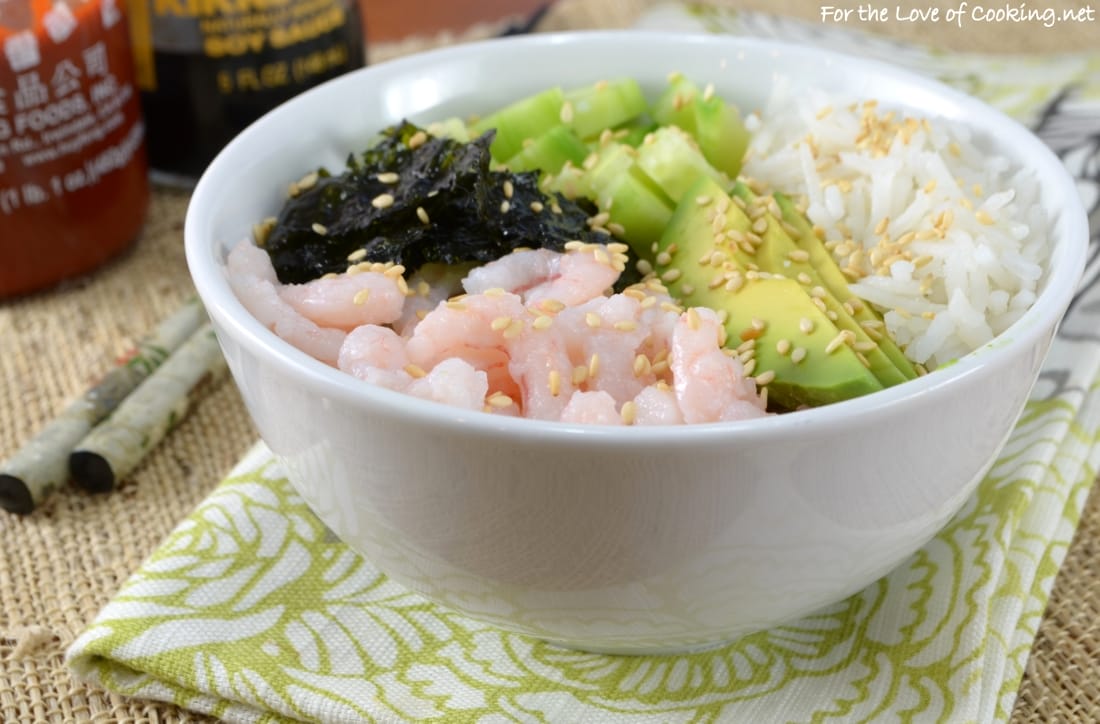 Shrimp Sushi Rice Bowl | For the Love of Cooking