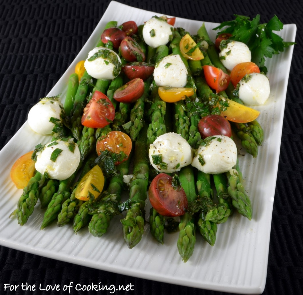 Asparagus Caprese Salad with Basil Gremolata