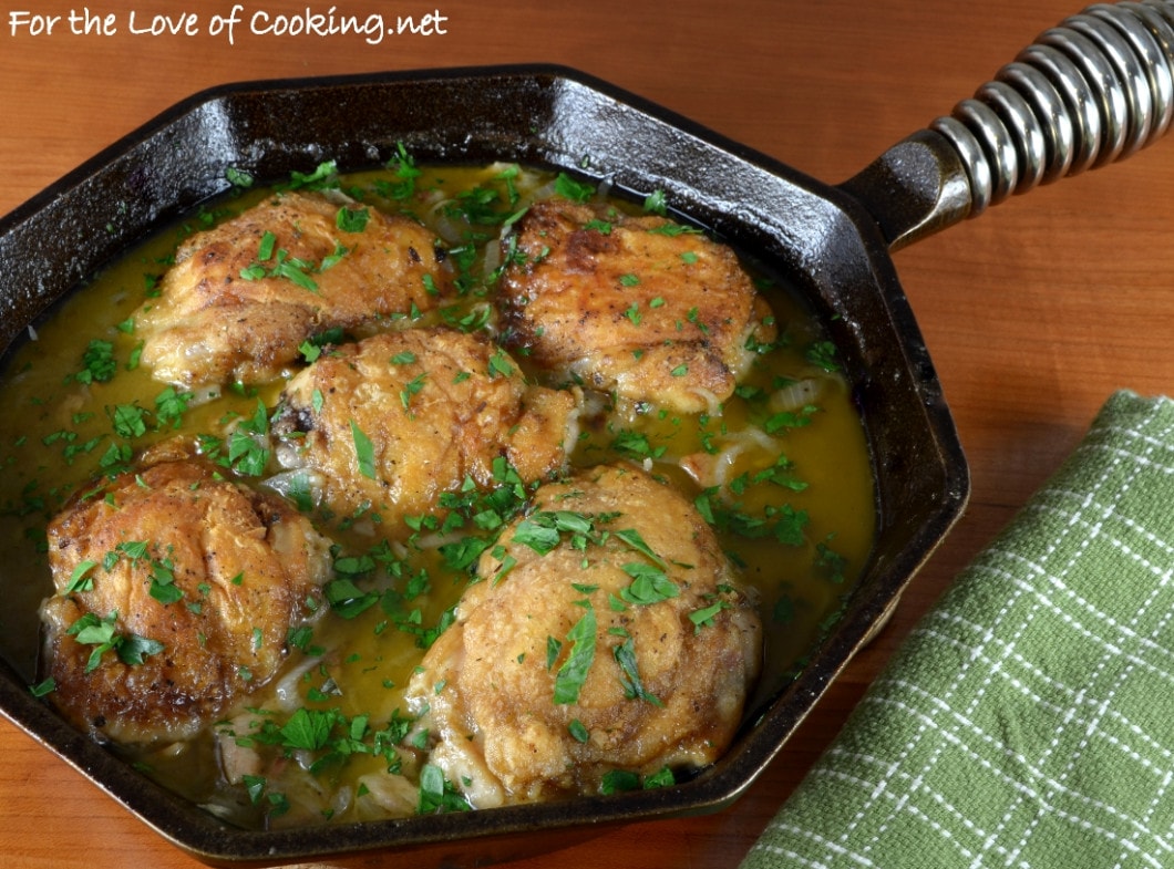 Skillet Chicken with Bacon and White Wine Sauce