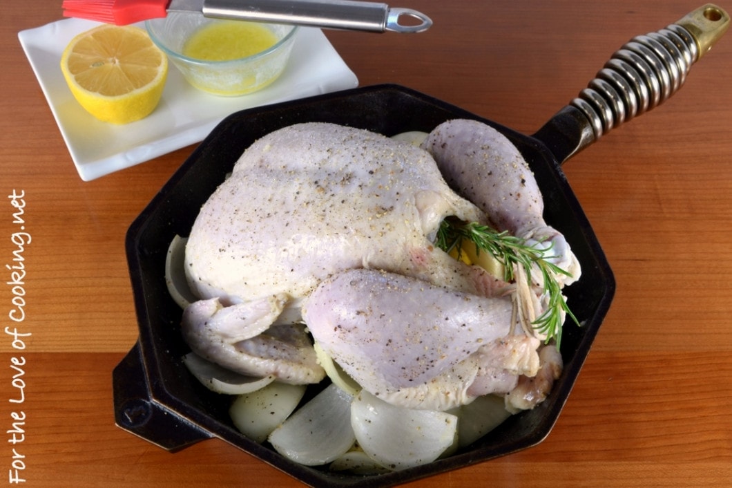 Garlic Butter Basted Roasted Chicken with Rosemary and Lemon