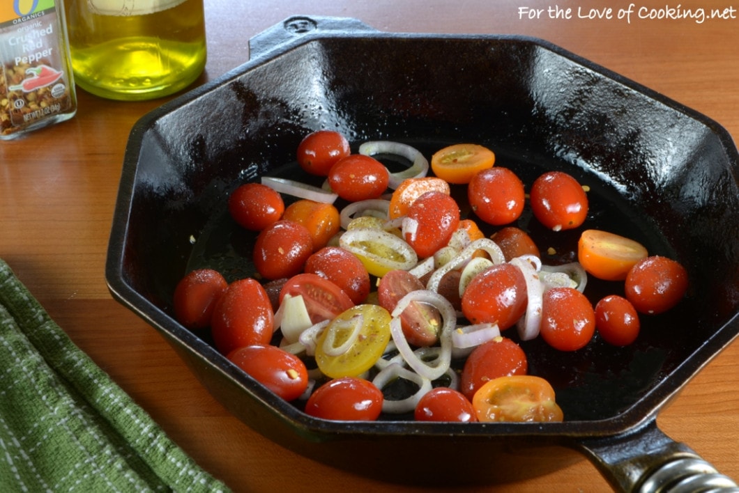 Spaghetti with Spicy Roasted Grape Tomatoes, Shallots, and Garlic