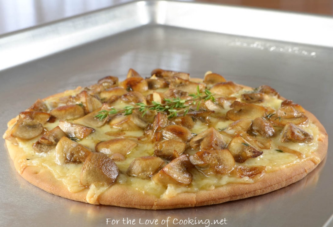 Mushroom, Shallot, and Gruyere Flatbread Pizza