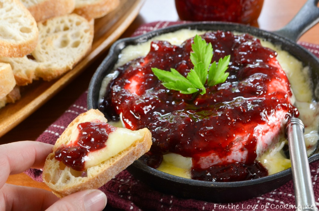 Baked Brie with Strawberry Jalapeno Jam