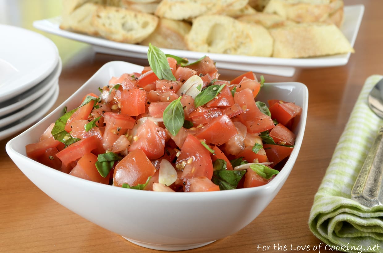 Fresh Tomato Basil Salad with Garlic Crostini For the Love of