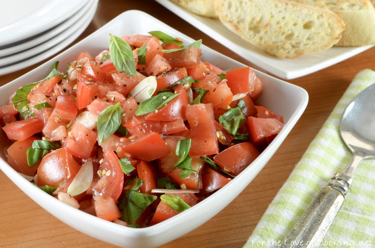 Fresh Tomato Basil Salad with Garlic Crostini