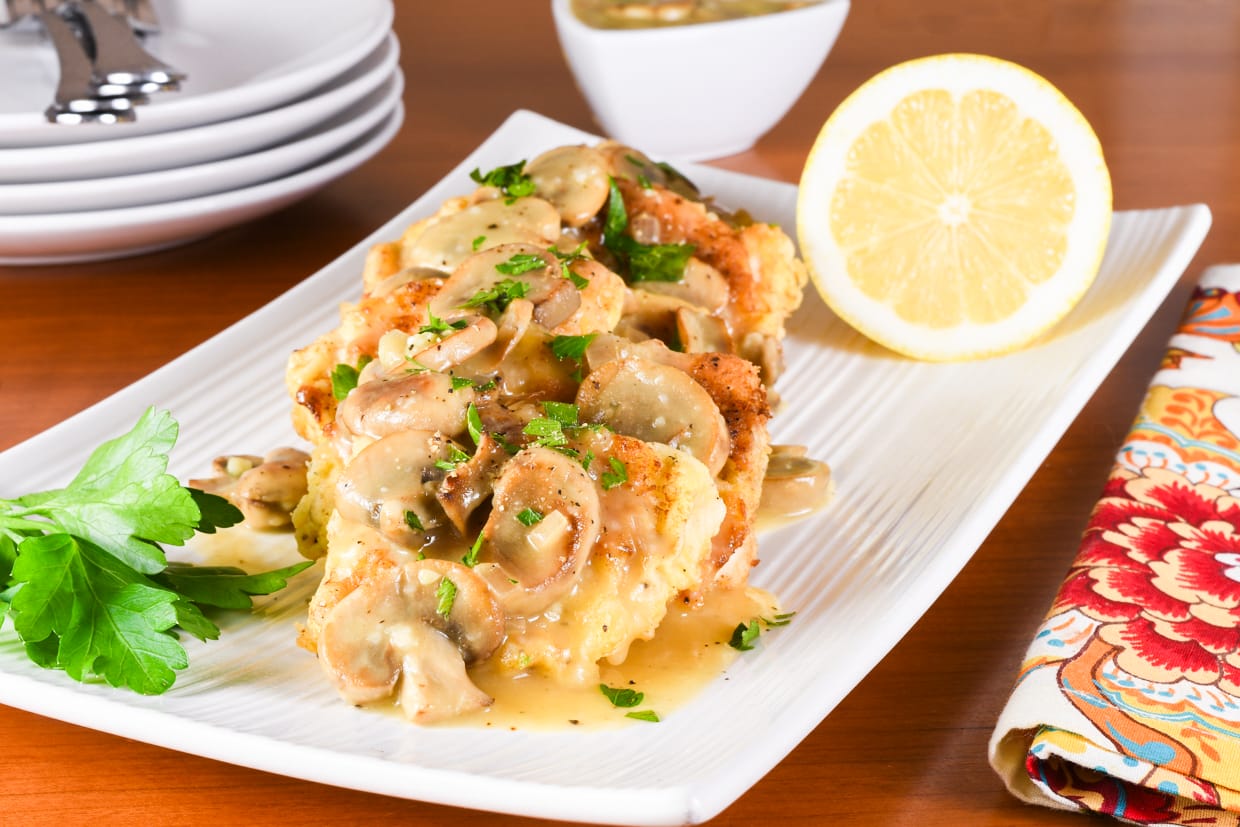 Chicken with White Wine Sauce and Mushrooms