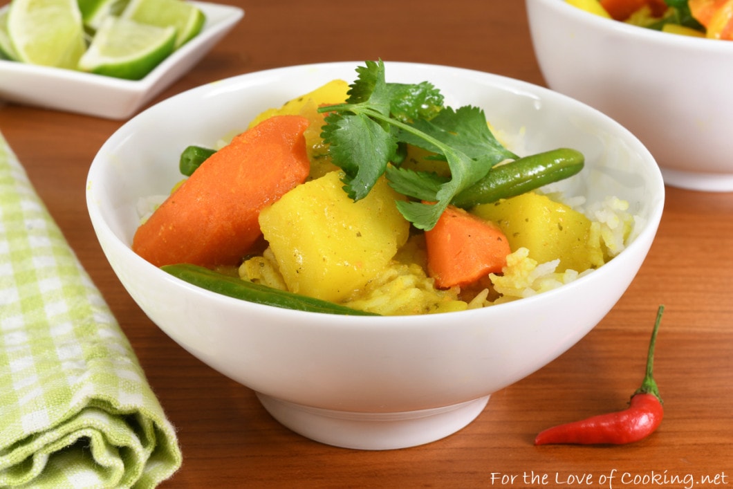Thai Yellow Curry with Potatoes, Carrots, and Green Beans