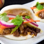 Steamed Bao with Glazed Pork Belly and Pickled Veggies
