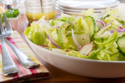 Butter Lettuce Salad with Avocado, Cucumber, and Pine Nuts with a Lemon Vinaigrette