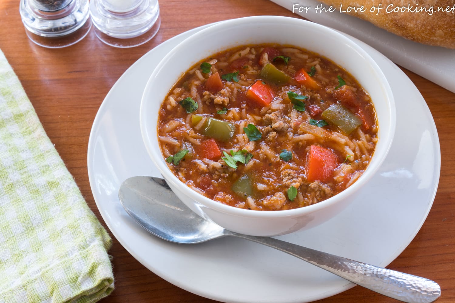 Stuffed Pepper Soup | For the Love of Cooking