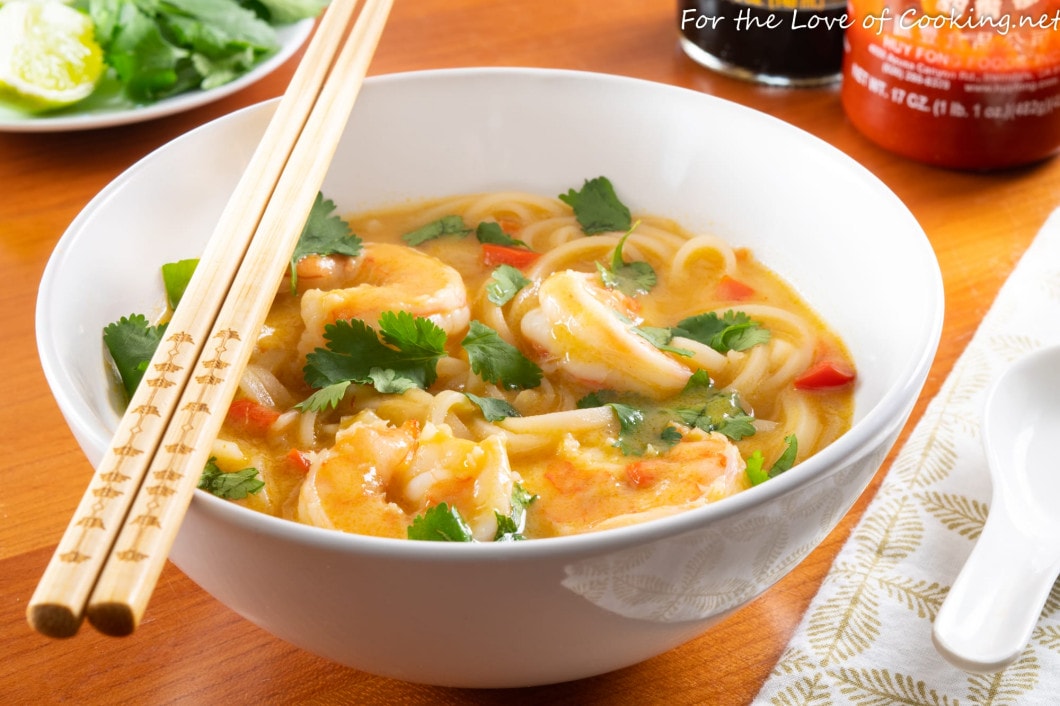 Thai Coconut Curry Shrimp Noodle Soup-