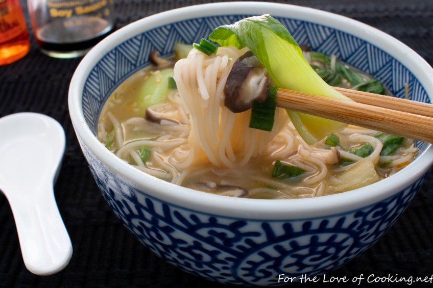 Ginger Garlic Noodle Soup with Bok Choy and Shiitake Mushrooms | For ...
