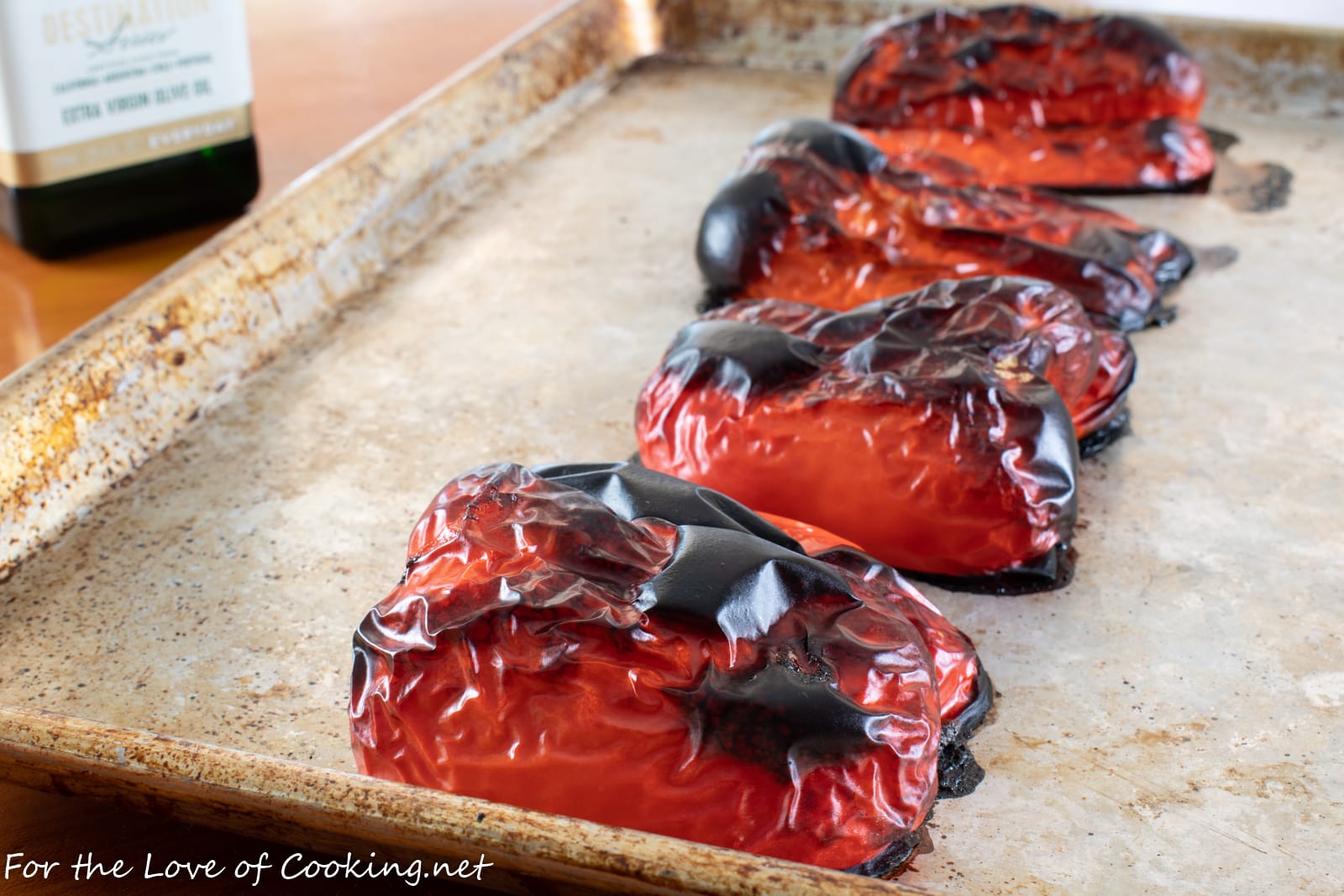 Putting roasted peppers in a 2025 ziploc bag