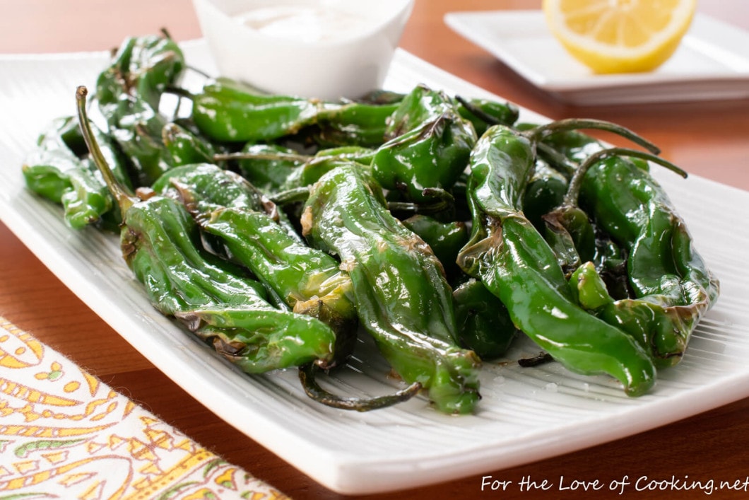 Blistered Shishito Peppers with Lemon and Garlic