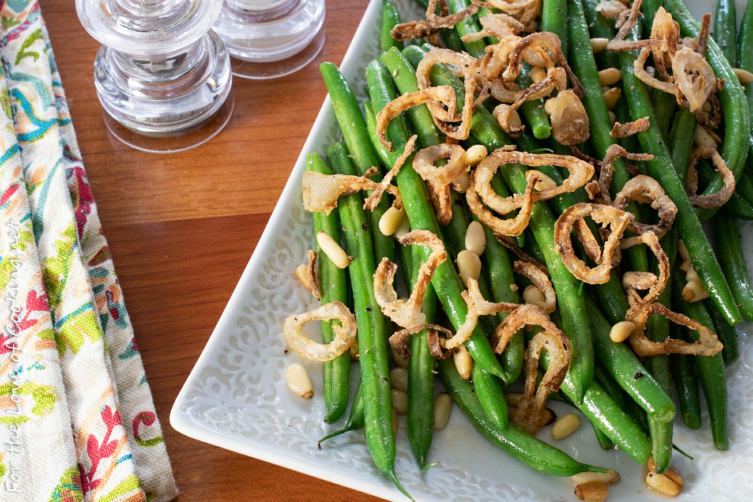Brown Butter Green Beans with Crispy Shallots and Pine Nuts