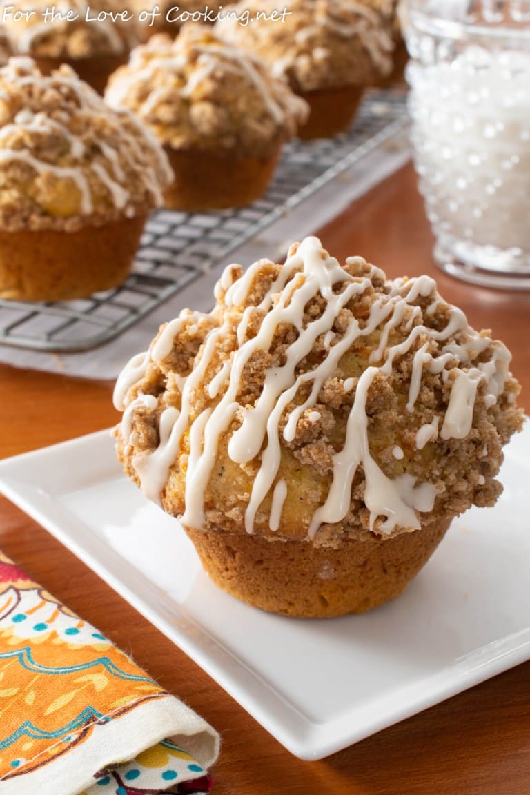 Carrot Cake Muffins with Streusel and Glaze