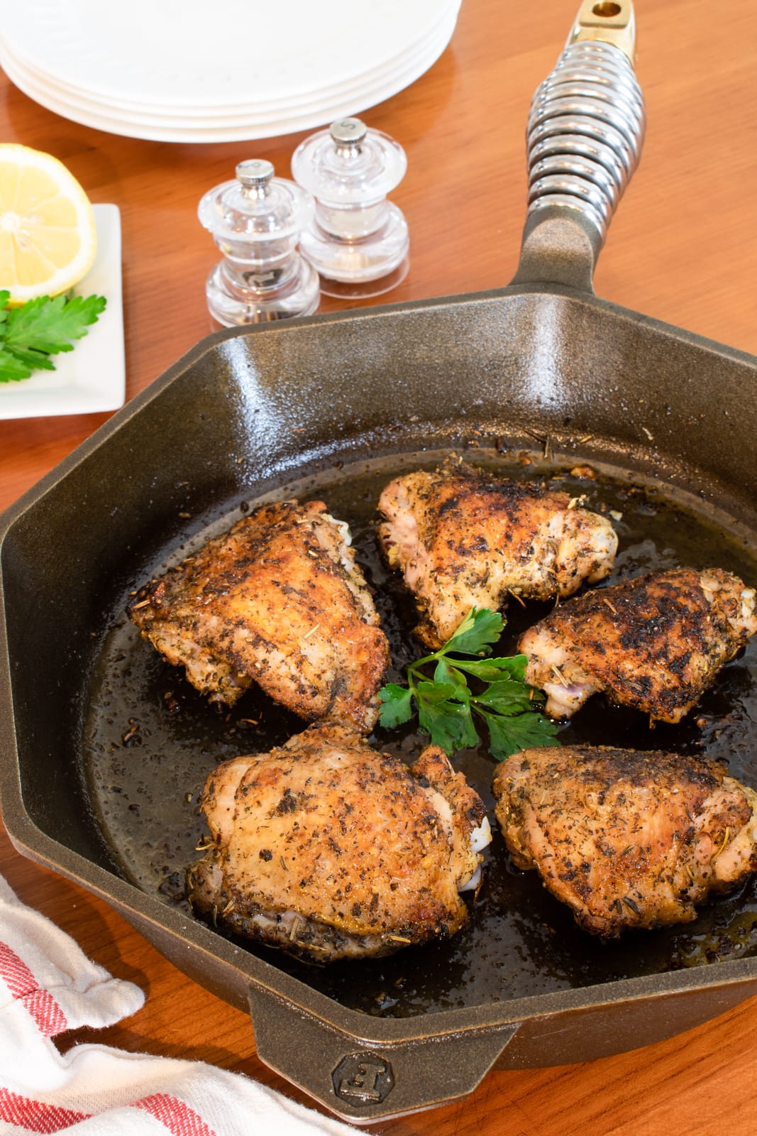Roasted Greek Chicken Thighs | For the Love of Cooking