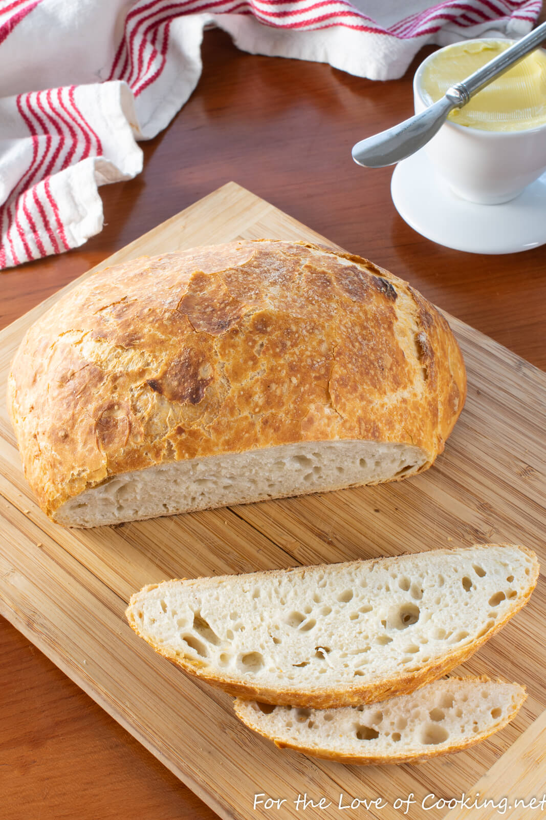 No-Knead Rustic Bread with Roasted Garlic | For the Love of Cooking