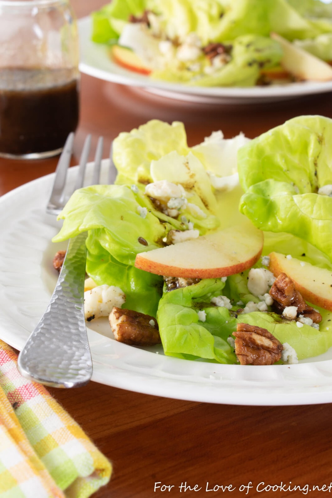 Butter Lettuce with Blue Cheese, Apples and Candied Pecans with a Balsamic Vinaigrette