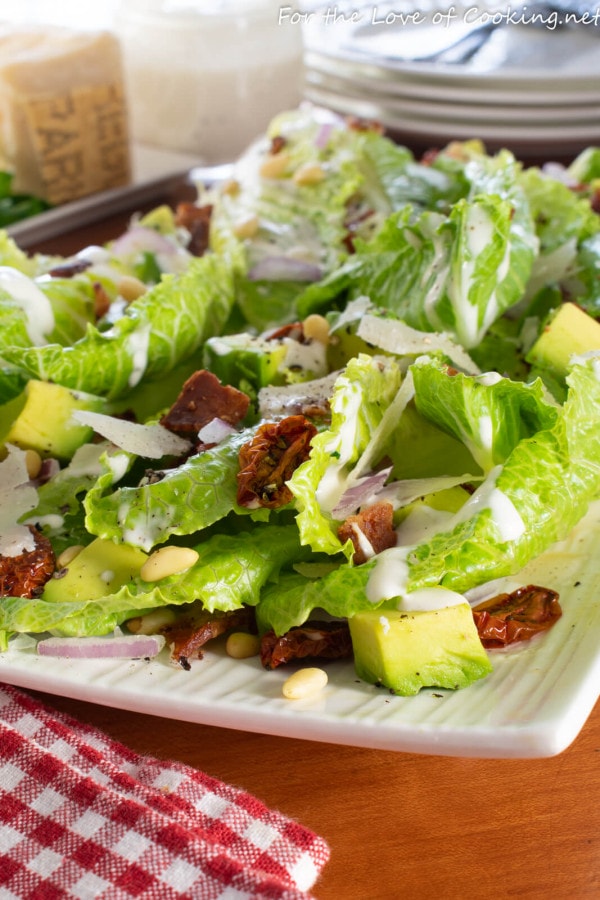 Hearts of Romaine Salad with Bacon, Avocado and Sun Dried Tomato