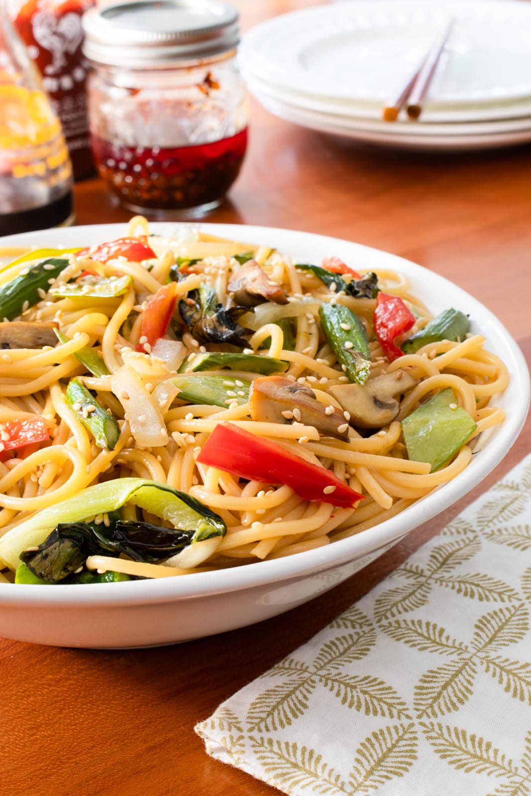 Sesame Noodles with Roasted Veggies | For the Love of Cooking