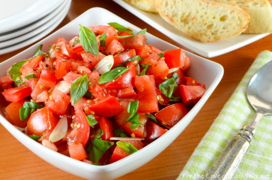 Fresh Tomato Basil Salad with Garlic Crostini