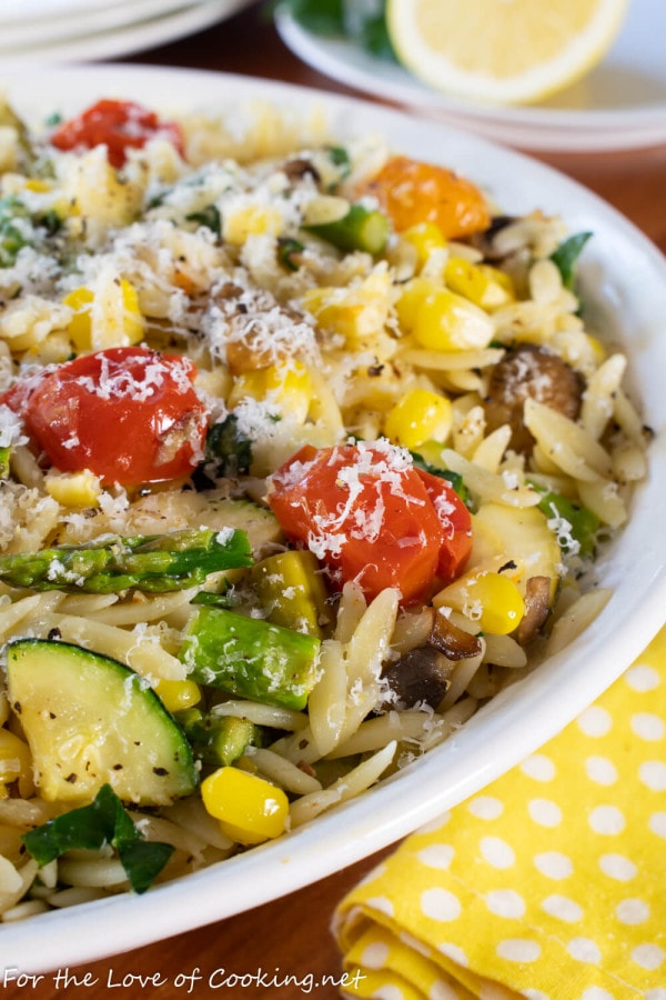 Orzo with Roasted Summer Vegetables