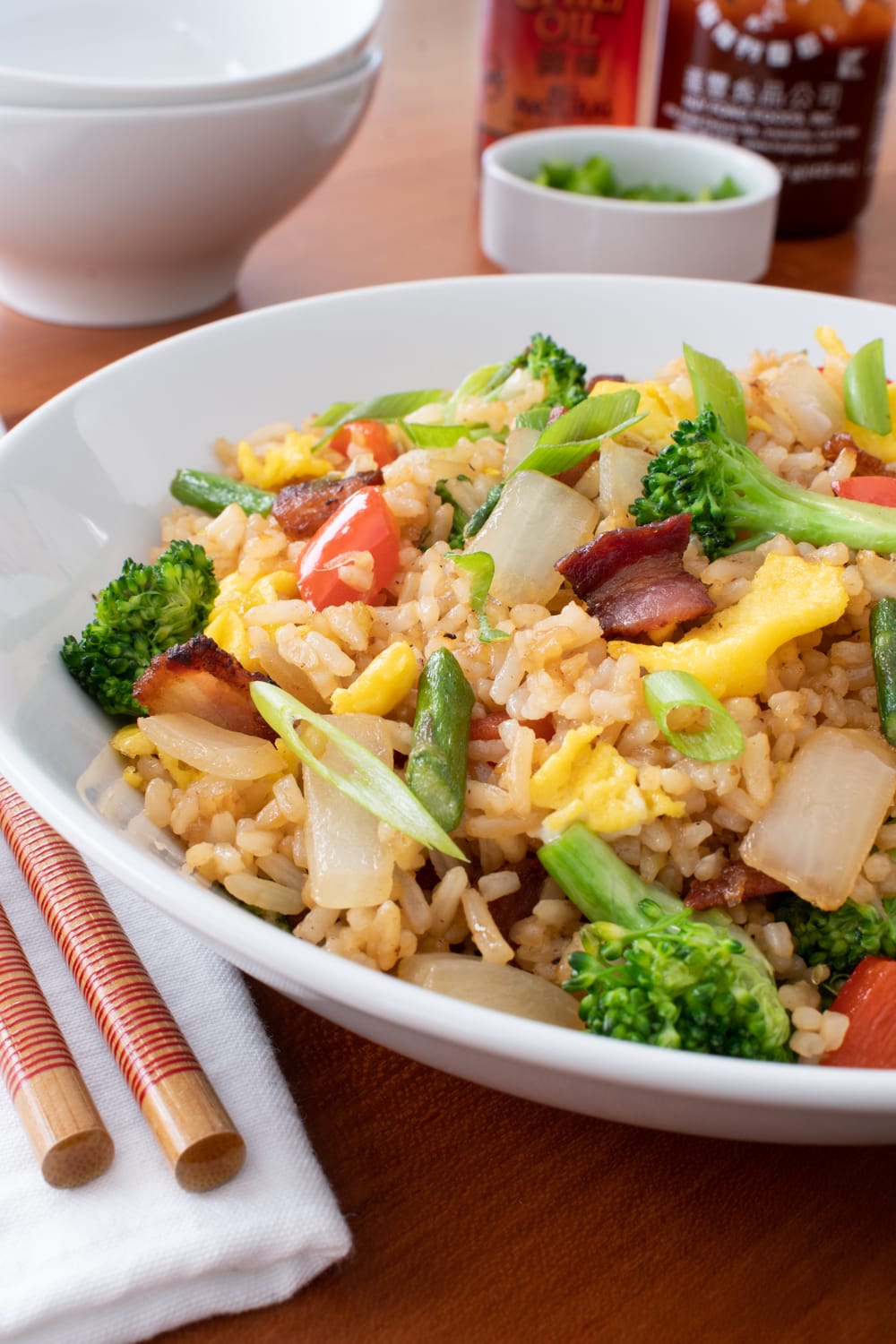Vegetable Fried Rice with Bacon