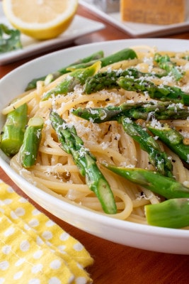 Lemon Spaghetti with Garlic Butter Asparagus