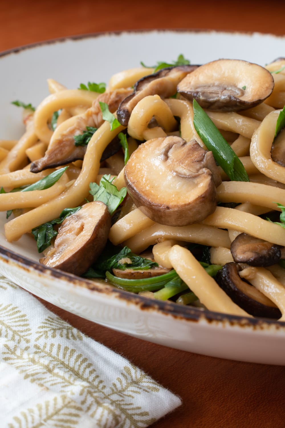20-Minute Udon Noodle Stir Fry with Mushrooms - Bowl of Delicious