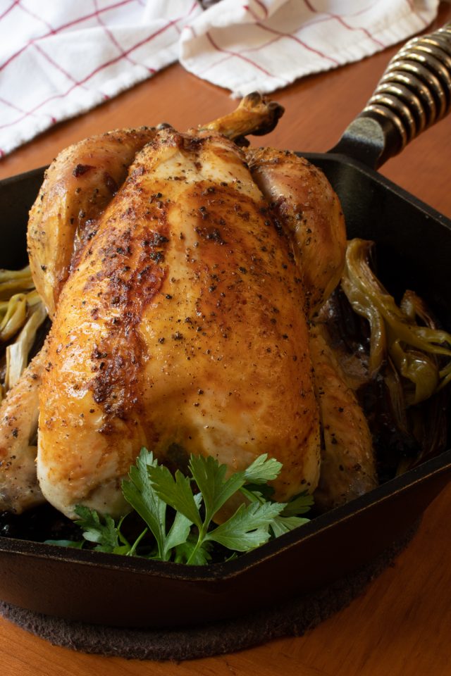 Roast Chicken with Caramelized Leeks | For the Love of Cooking
