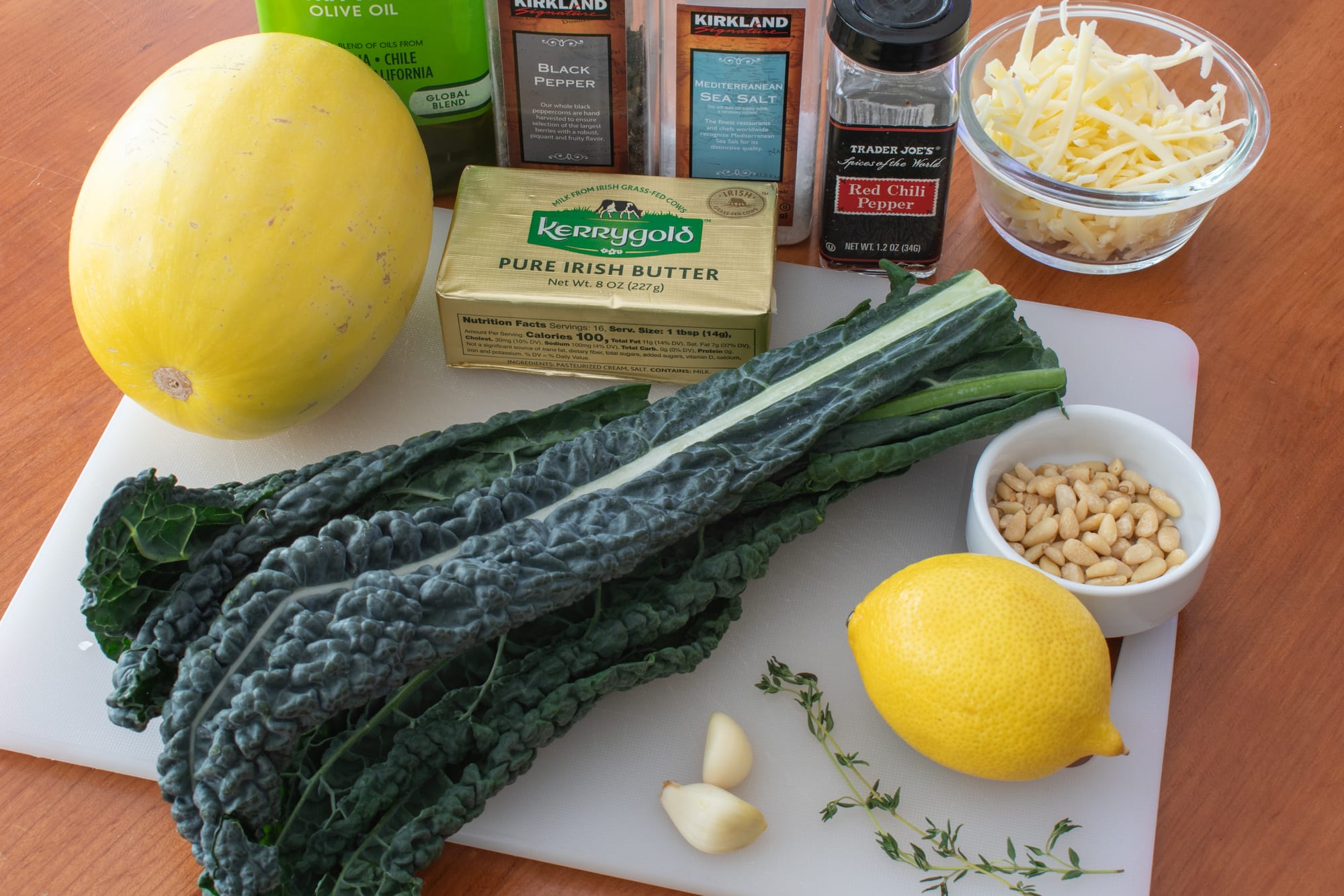 Brown Butter Kale and Fontina Spaghetti Squash