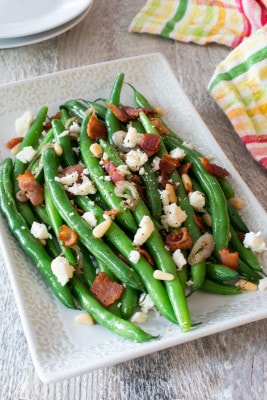 Green Beans with Bacon and Feta Cheese