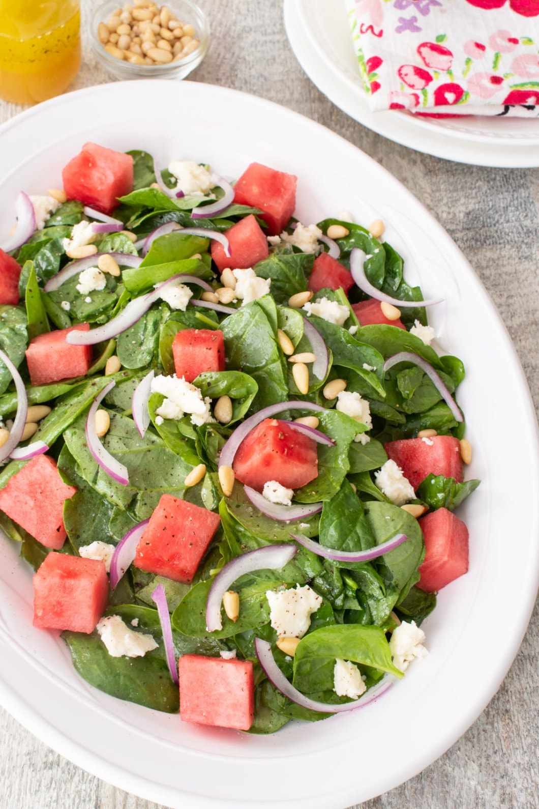 Spinach Salad with Watermelon and Feta
