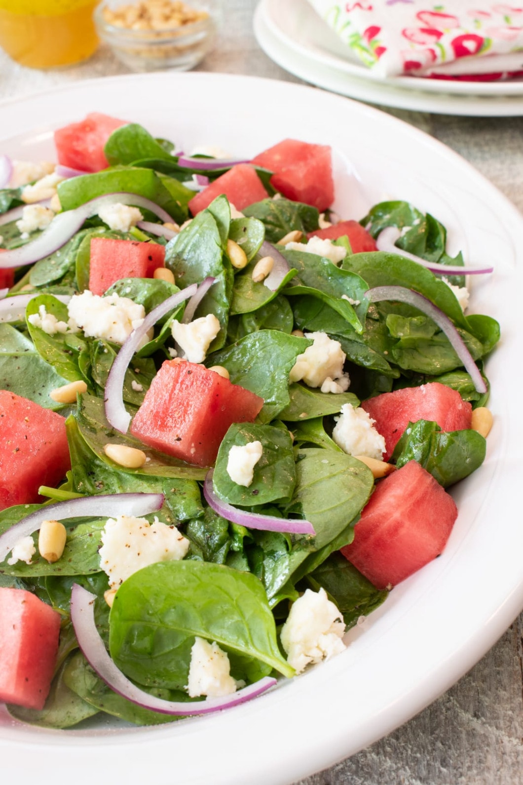 Spinach Salad with Watermelon and Feta