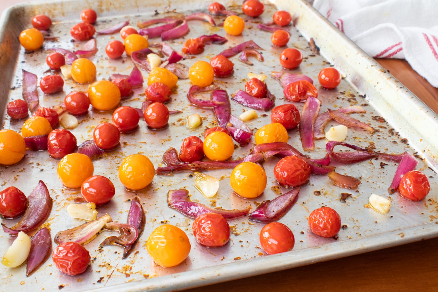 Balsamic-Roasted Red Onion and Cherry Tomato Pasta