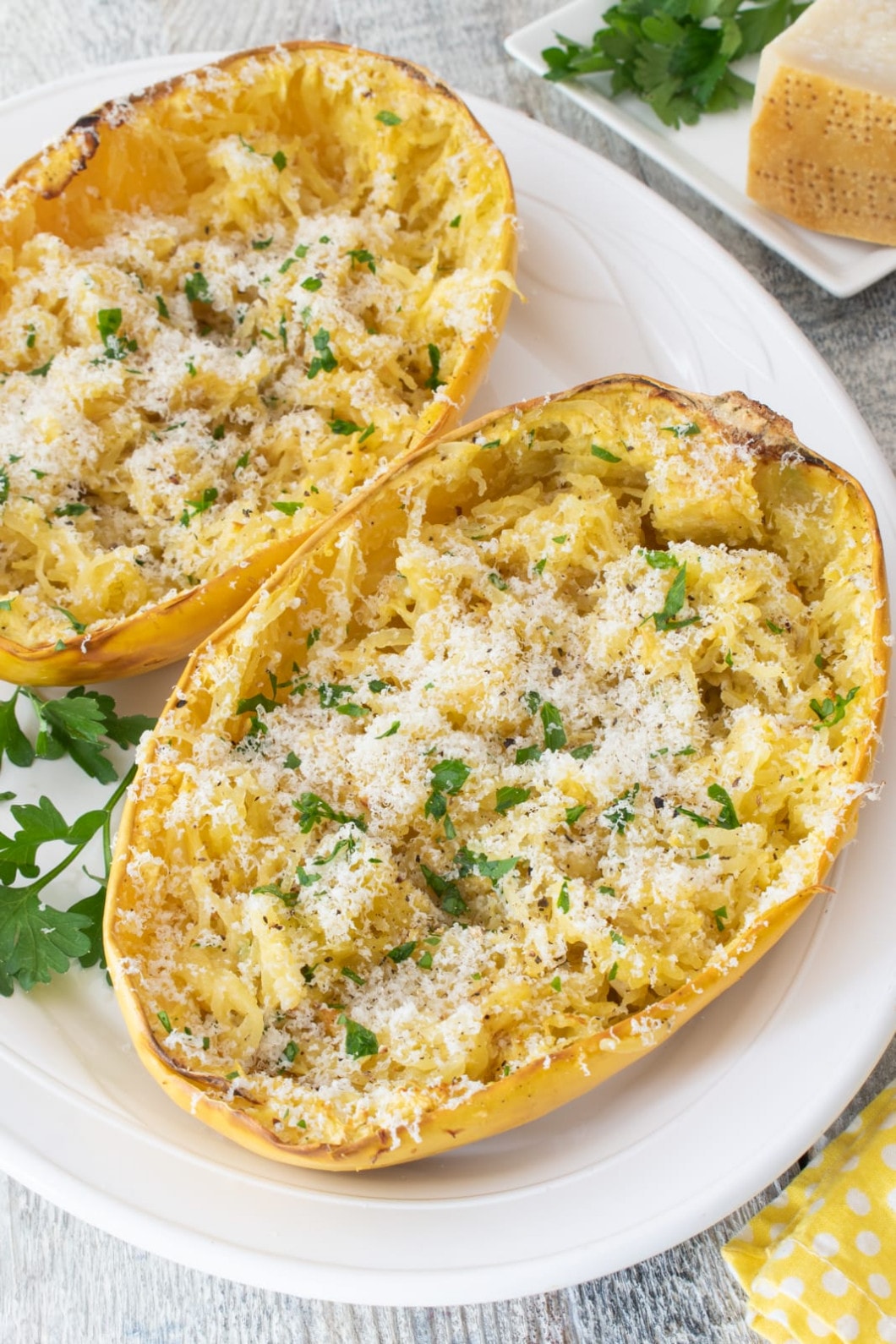 Roasted Spaghetti Squash with Browned Butter and Parmesan