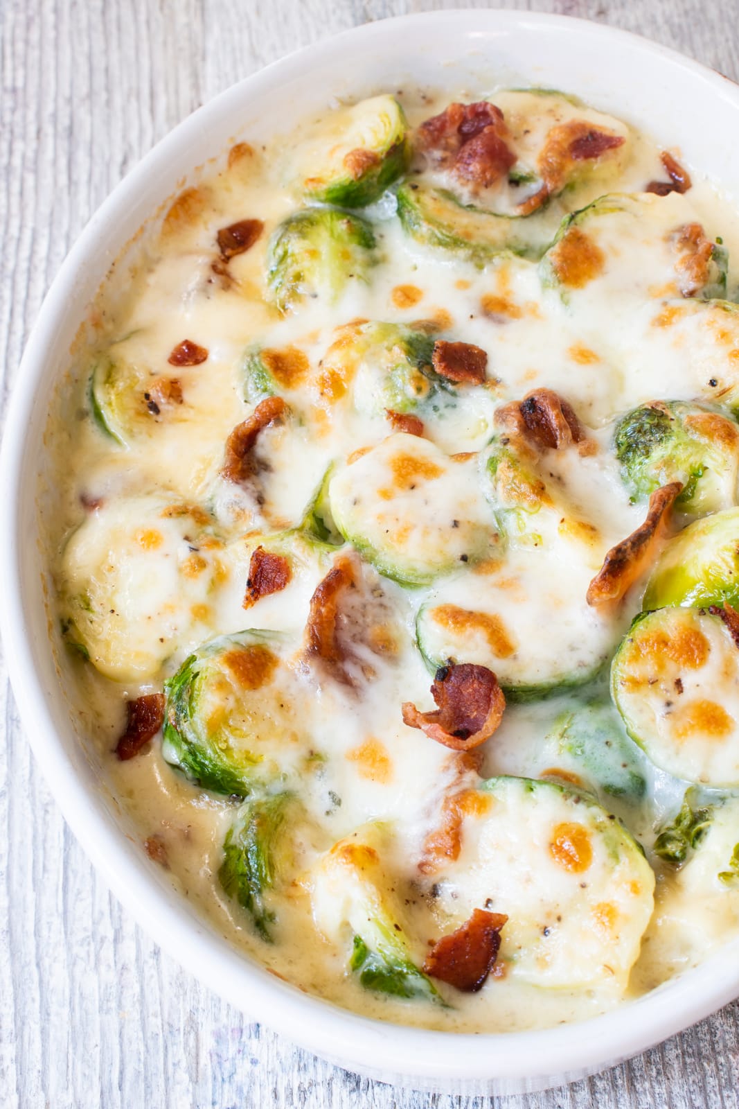 Creamy Garlic Parmesan Brussels Sprouts With Bacon For The Love Of Cooking