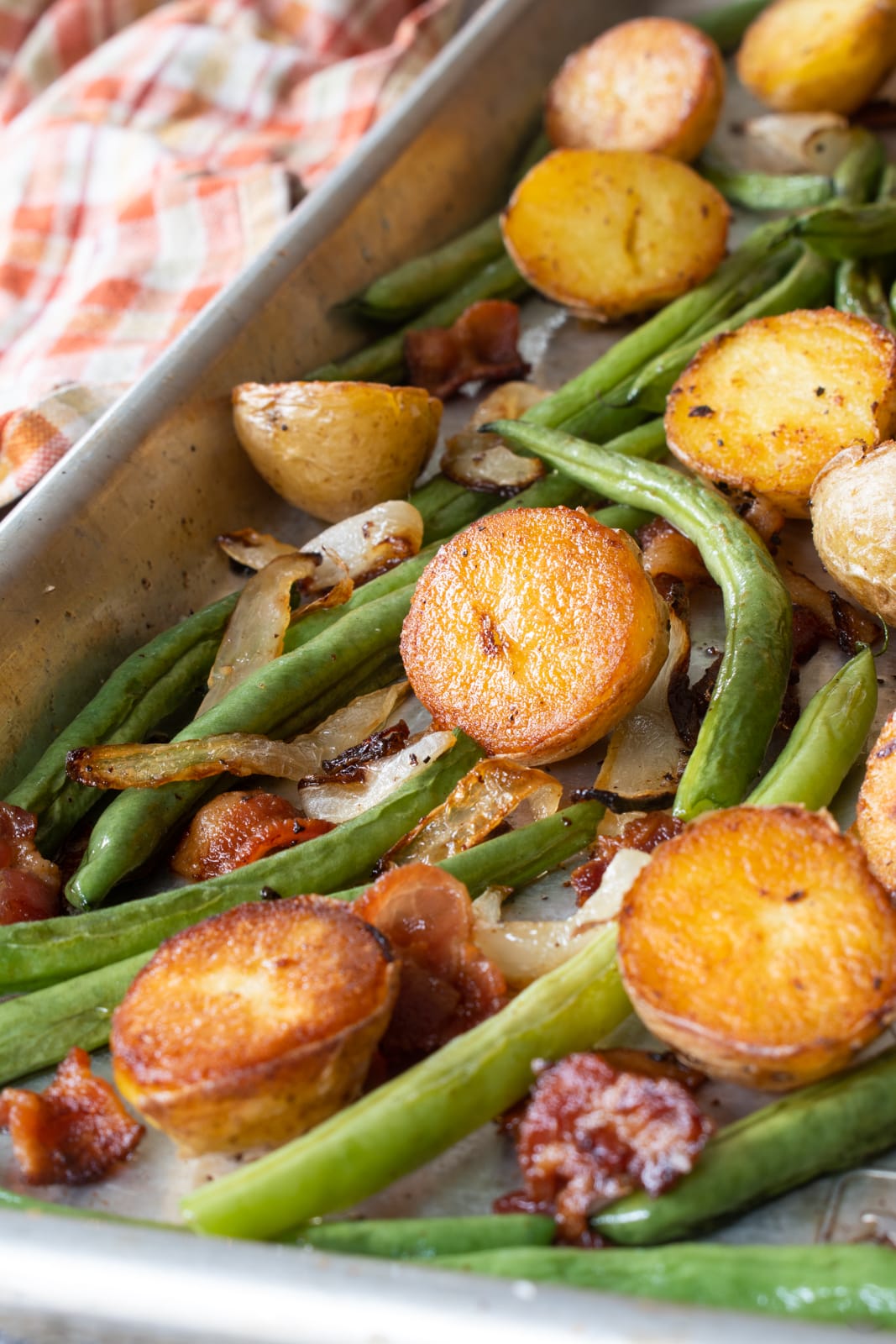 Sheet Pan Roasted Potatoes and Green Beans | For the Love of Cooking