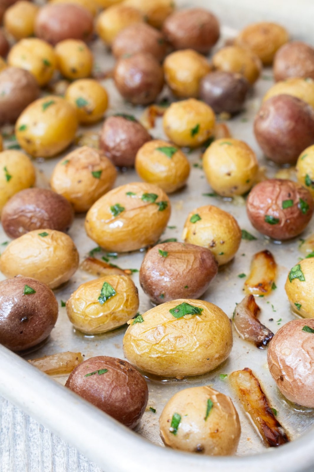 Garlic Butter Roasted Mini Potatoes