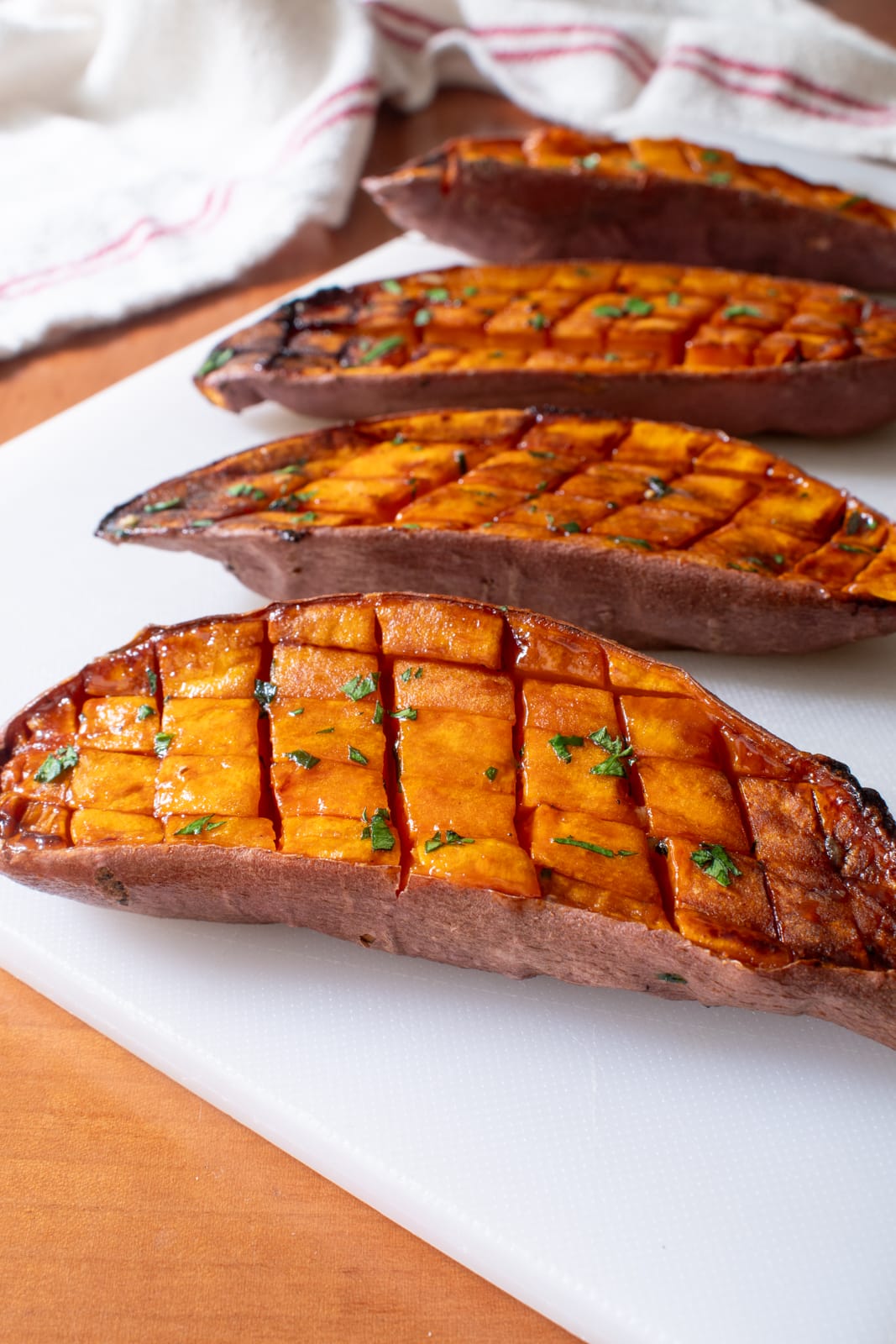 Roasted Sweet Potatoes with Garlic Butter